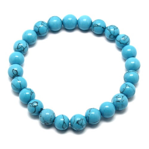Bracelet perles Howlite bleue turquoise - Terre Precieuse