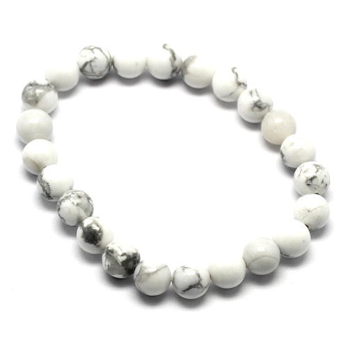 Bracelet perles Howlite blanche - Terre Precieuse