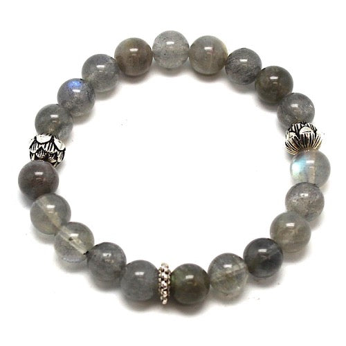 Bracelet Labradorite, perles de 8 mm, avec intercalaires - Terre Precieuse
